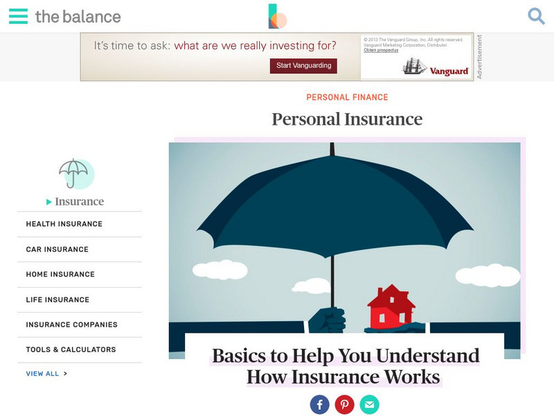 The Balance: Personal Insurance: Basics to Help Understand How Insurance Works Website The Balance: Personal Insurance: Basics to Help Understand How Insurance Works Website
