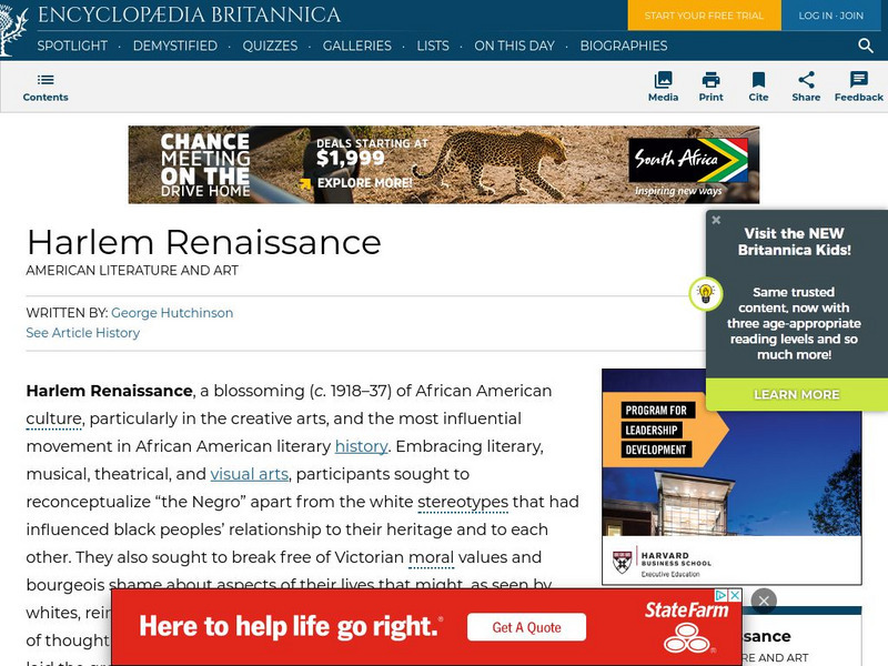 Encyclopedia Britannica: Guide to Black History: Harlem Renaissance Handout Encyclopedia Britannica: Guide to Black History: Harlem Renaissance Handout