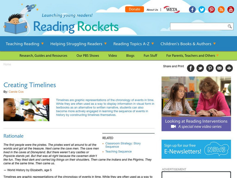 Reading Rockets: Creating Timelines Lesson Plan Reading Rockets: Creating Timelines Lesson Plan