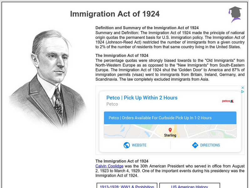 Siteseen: American Historama: Immigration Act of 1924 Article