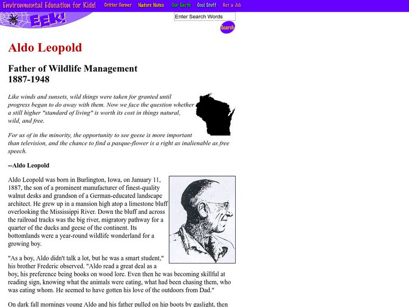 Eek!: Aldo Leopold Handout Eek!: Aldo Leopold Handout