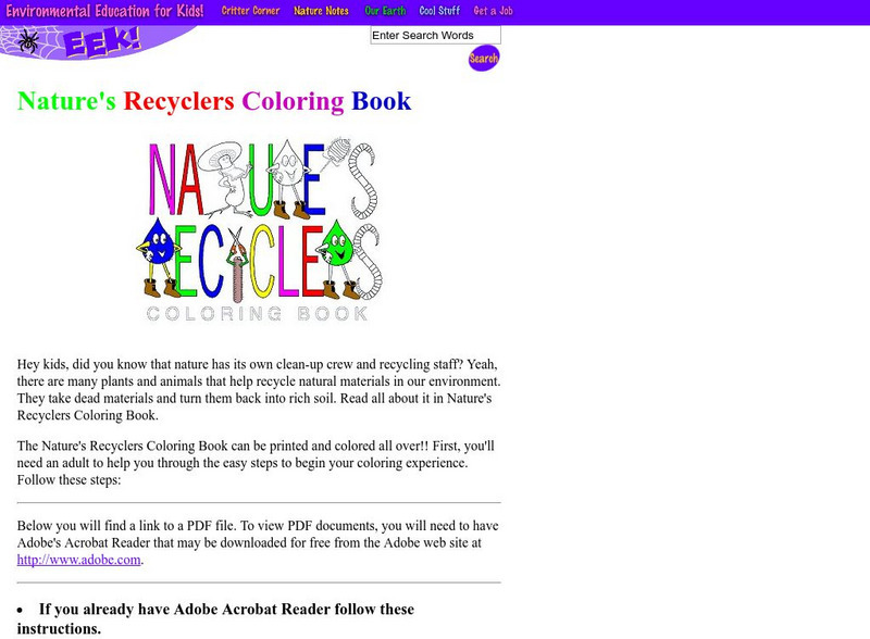 Eek!: Nature's Recyclers Coloring Book Handout Eek!: Nature's Recyclers Coloring Book Handout