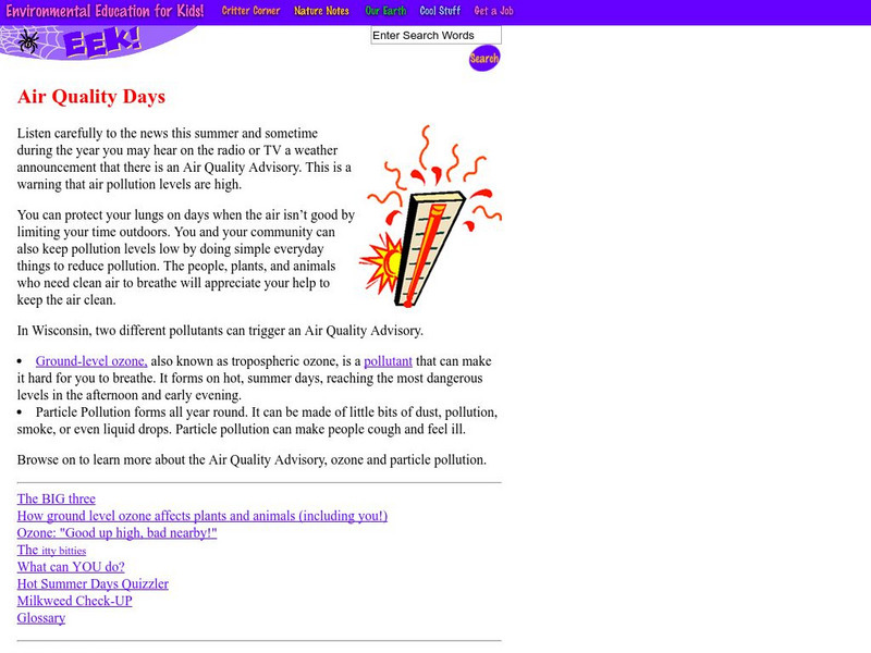 Eek!: Hot Summer Days Ozone Action Handout Eek!: Hot Summer Days Ozone Action Handout