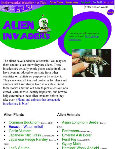 Eek!: Alien Invaders Website Eek!: Alien Invaders Website