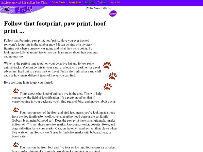 Eek!: Follow That Footprint Website
