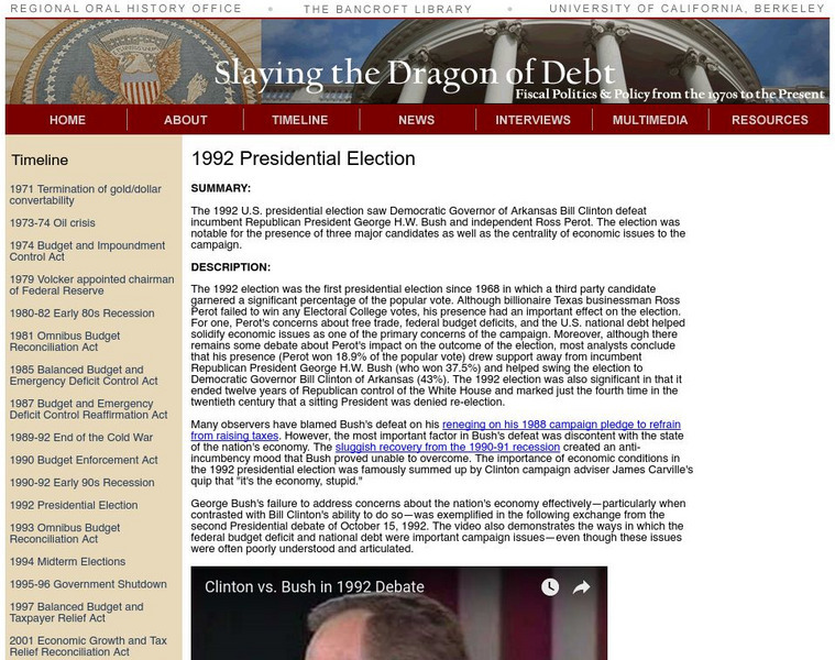 Regional Oral History Office: 1992 Presidential Election Website Regional Oral History Office: 1992 Presidential Election Website