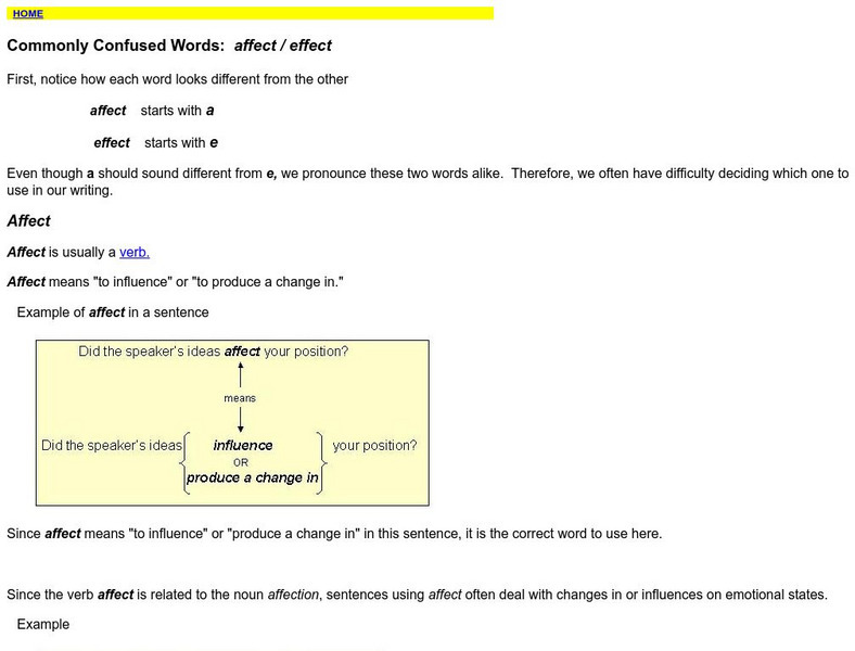 Towson University: Ows: Commonly Confused Words: Affect / Effect Handout Towson University: Ows: Commonly Confused Words: Affect / Effect Handout