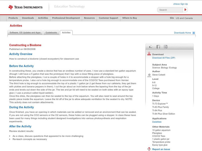 Texas Instruments: Constructing a Biodome Activity Texas Instruments: Constructing a Biodome Activity