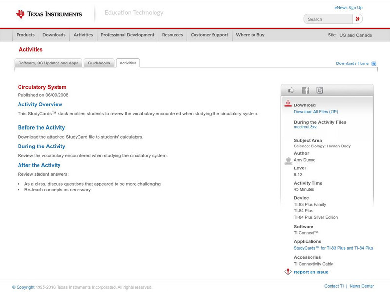 Texas Instruments: Circulatory System Activity Texas Instruments: Circulatory System Activity