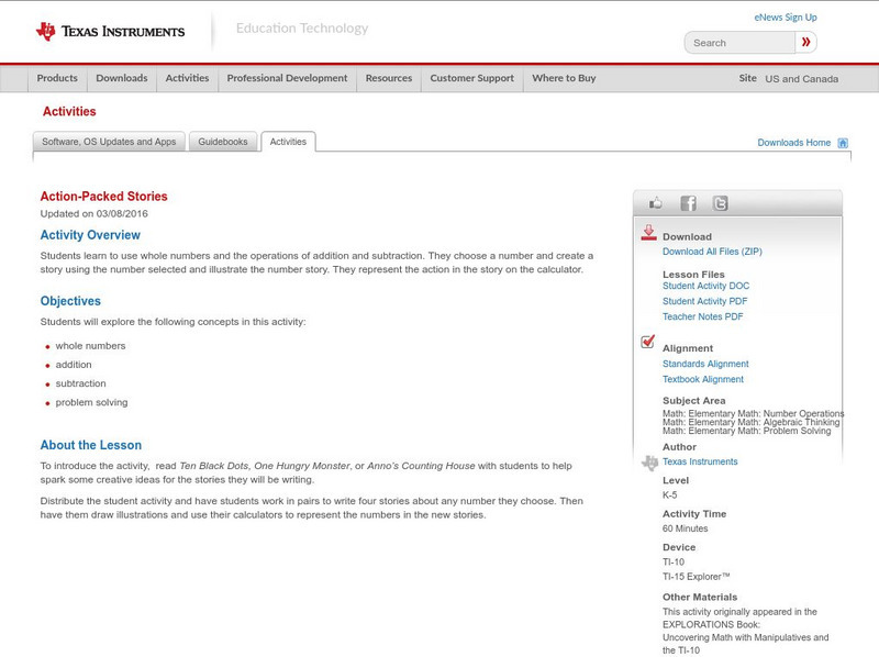 Texas Instruments: Action Packed Stories Activity Texas Instruments: Action Packed Stories Activity