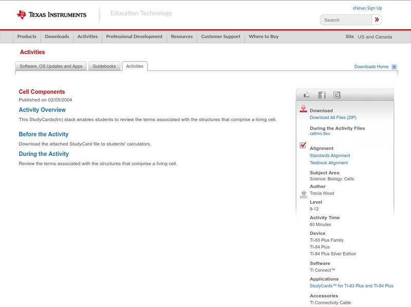 Texas Instruments: Cell Components Activity
