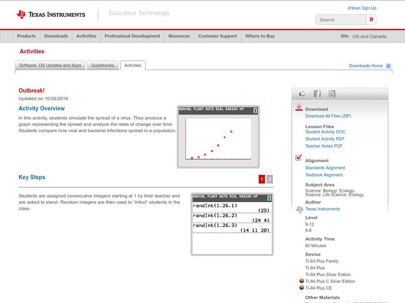 Texas Instruments: Outbreak! Activity Texas Instruments: Outbreak! Activity