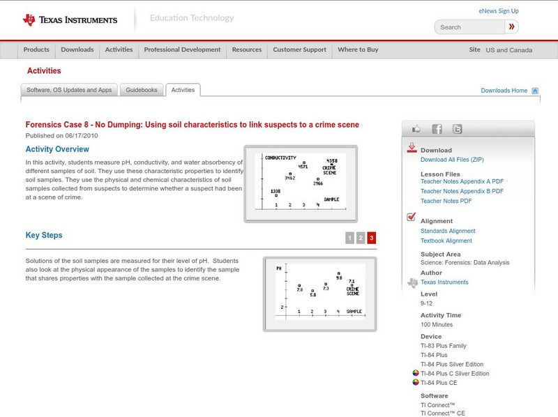Texas Instruments: Forensics Case 8: Using Soil Characteristics to Link Suspects Activity