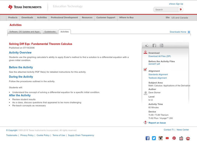 Texas Instruments: Solving Diff Eqs: Fundamental Theorem Calculus Activity Texas Instruments: Solving Diff Eqs: Fundamental Theorem Calculus Activity