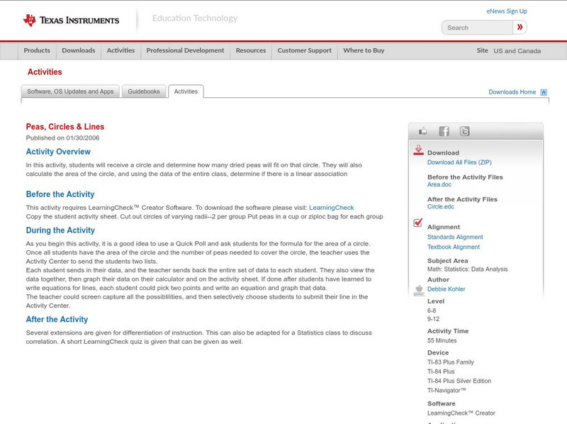 Texas Instruments: Peas, Circles & Lines Activity