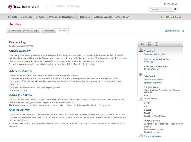 Texas Instruments: Tiles in a Bag Activity Texas Instruments: Tiles in a Bag Activity