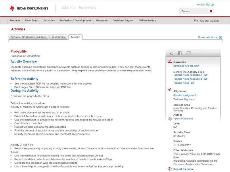 Texas Instruments: Probability Activity Texas Instruments: Probability Activity