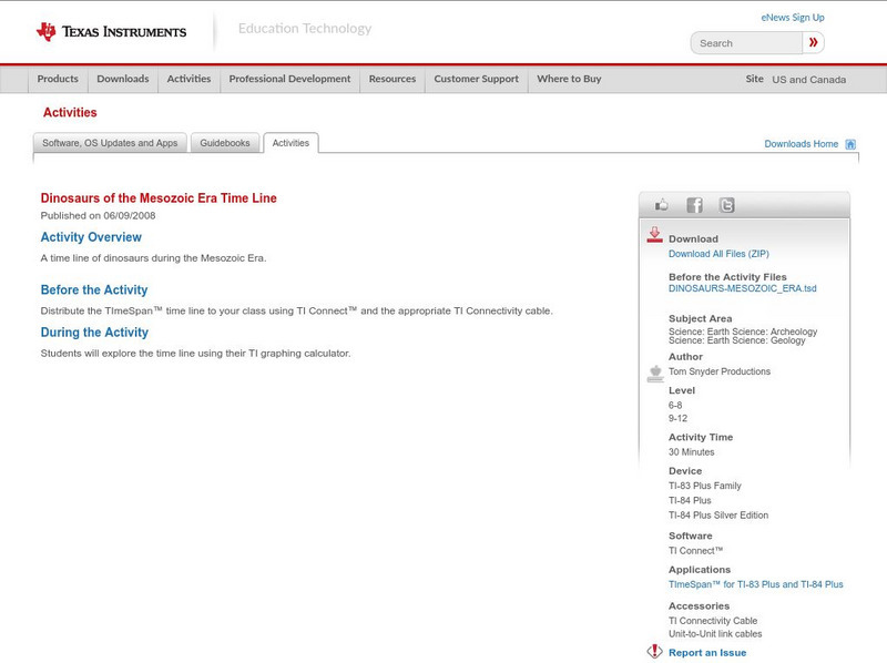 Texas Instruments: Dinosaurs of the Mesozoic Era Time Line Activity Texas Instruments: Dinosaurs of the Mesozoic Era Time Line Activity