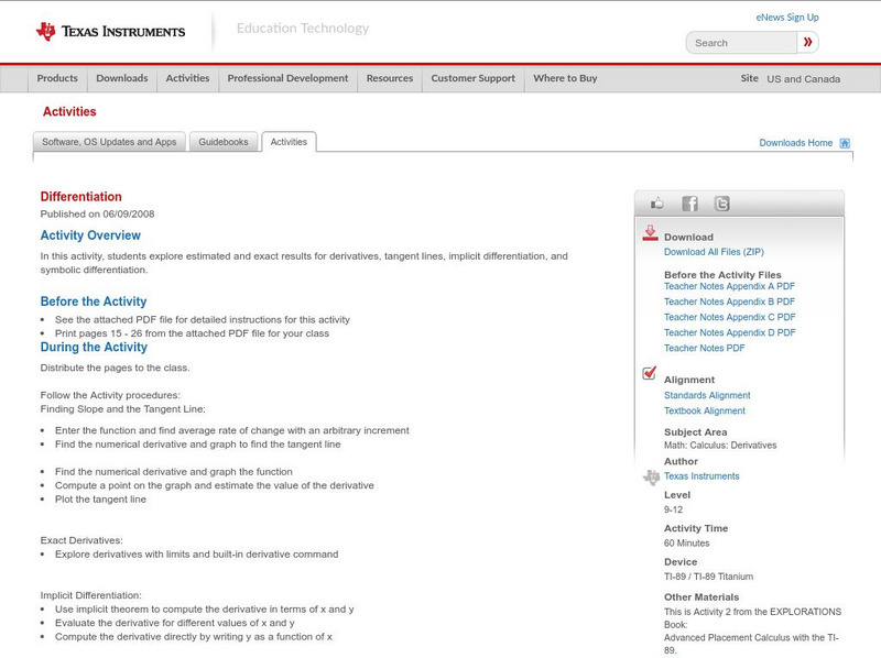 Texas Instruments: Differentiation Activity Texas Instruments: Differentiation Activity