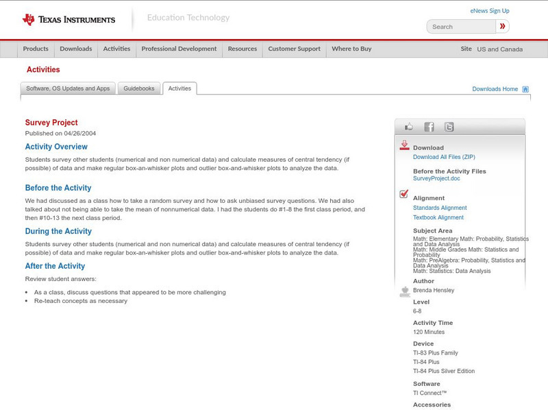 Texas Instruments: Survey Project Activity Texas Instruments: Survey Project Activity