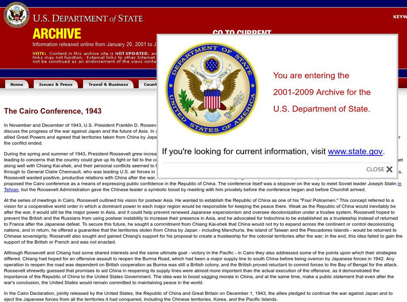 U.s. Department of State: The Cairo Conference, 1943 Website U.s. Department of State: The Cairo Conference, 1943 Website