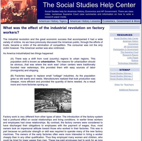 Social Studies Help: Effect of Industrial Revolution on Factory Workers Article