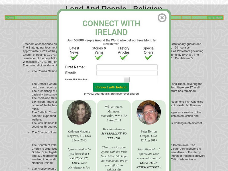 Land and People Religion (Ireland) Handout Land and People Religion (Ireland) Handout
