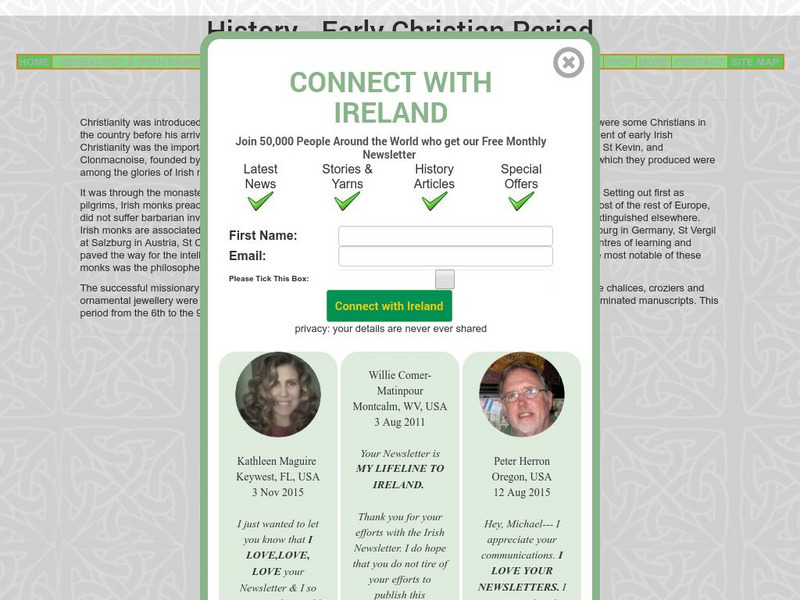 History Early Christian Period (Ireland) Handout History Early Christian Period (Ireland) Handout