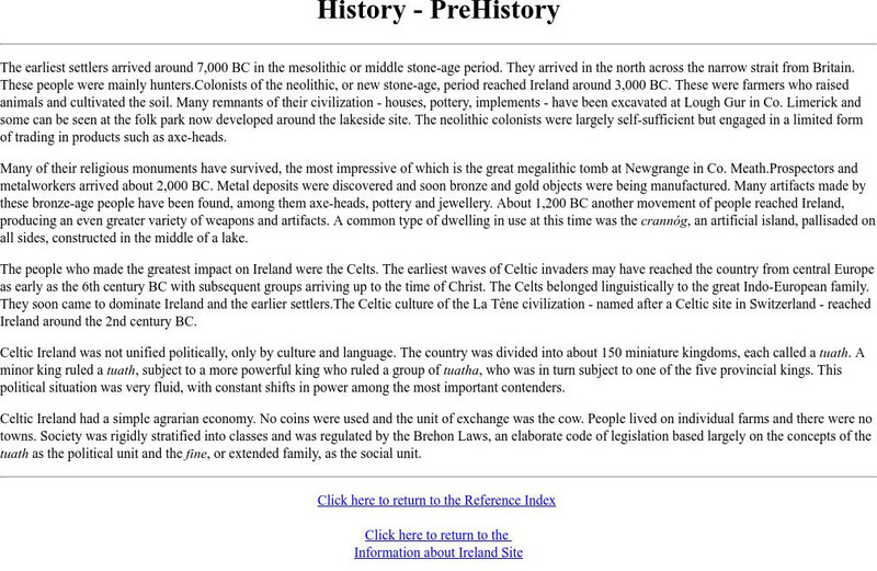 History Prehistory (Ireland) Handout History Prehistory (Ireland) Handout