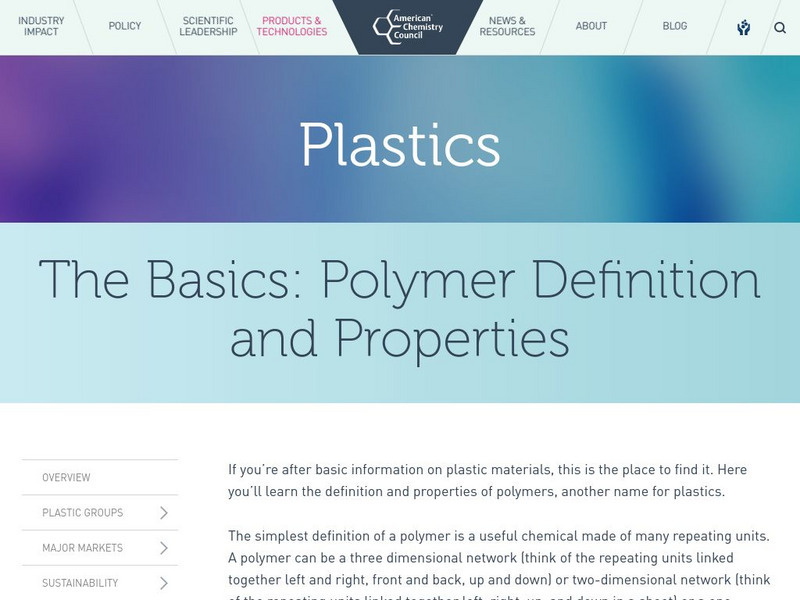 American Plastics Council: The History of Plastics Handout American Plastics Council: The History of Plastics Handout