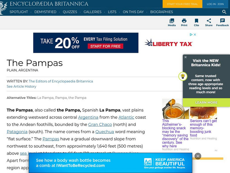 Encyclopedia Britannica: Pampas Handout Encyclopedia Britannica: Pampas Handout