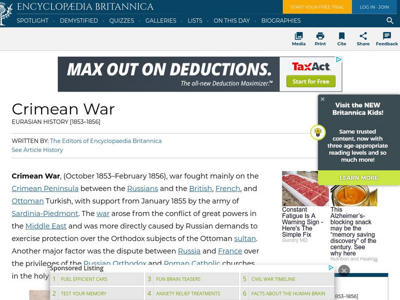 Encyclopedia Britannica: Crimean War Website Encyclopedia Britannica: Crimean War Website