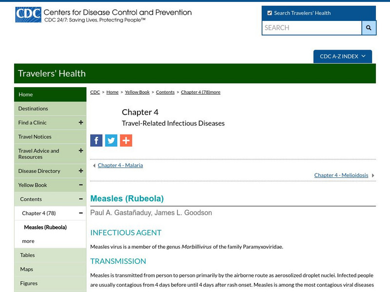 Centers for Disease Control: Measles Website