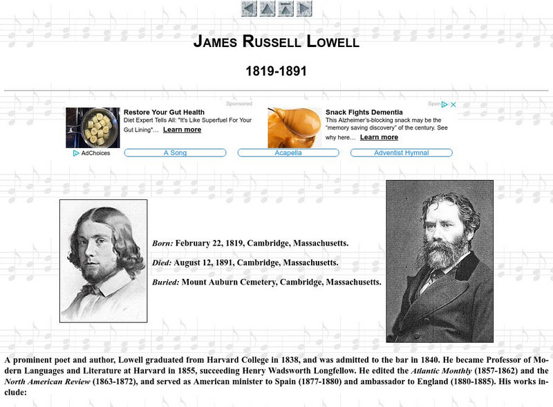 The Cyber Hymnal: James Russell Lowell (1819 1891) Handout The Cyber Hymnal: James Russell Lowell (1819 1891) Handout