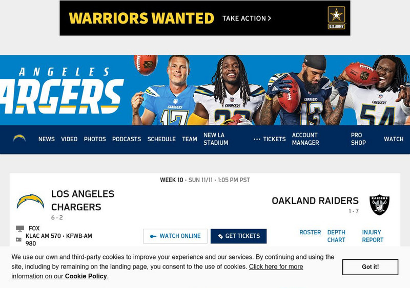 San Diego Chargers Official Site Website