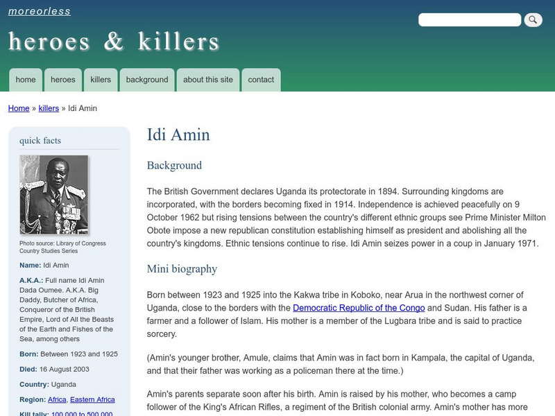 More or Less: Heroes and Killers: Idi Amin Dada Oumee Handout More or Less: Heroes and Killers: Idi Amin Dada Oumee Handout