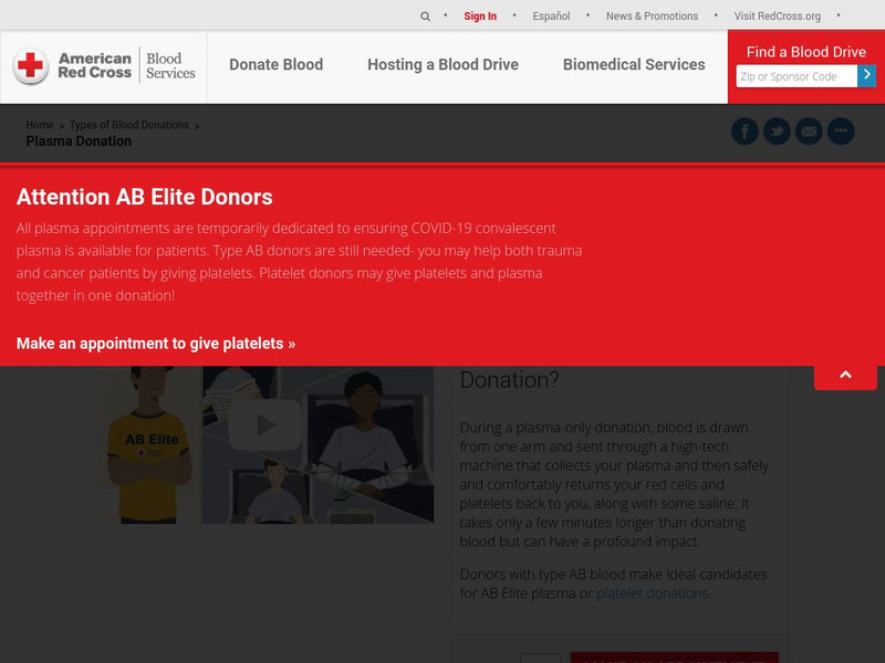 American Red Cross: Donating Blood: Type of Donations: Plasma Donation Handout