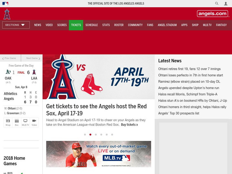 The Official Site of the Angels: Home Page Website