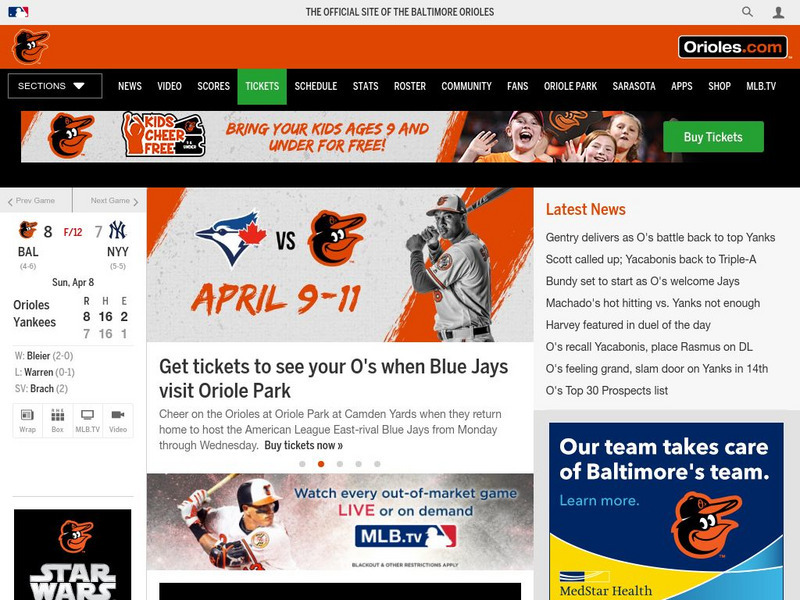 Baltimore Orioles Official Site Website