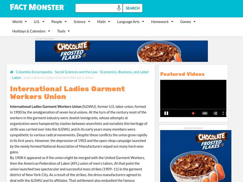 Fact Monster: International Ladies Garment Workers Union Handout Fact Monster: International Ladies Garment Workers Union Handout