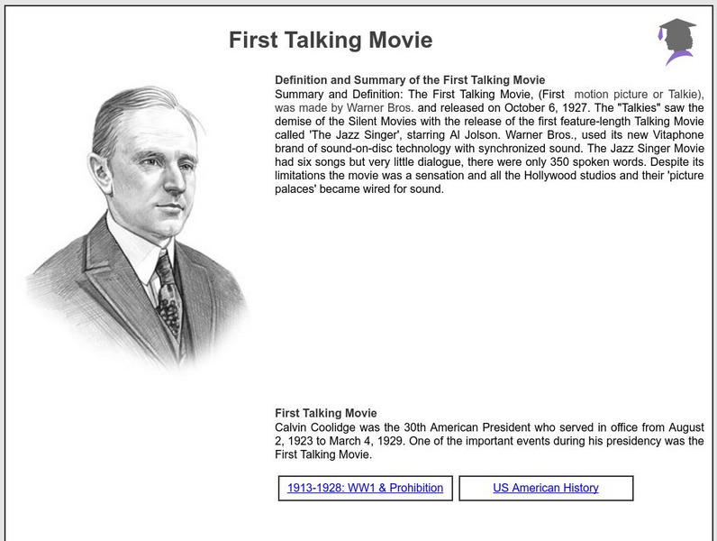 Siteseen: American Historama: First Talking Movie Article Siteseen: American Historama: First Talking Movie Article