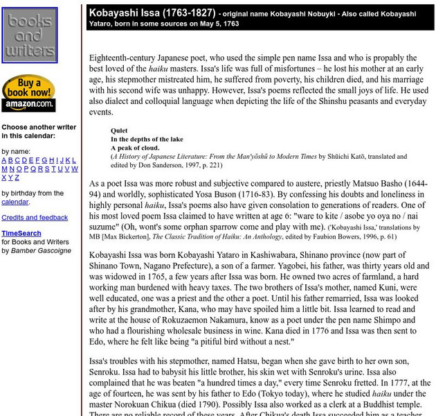 Author's Calendar: Kirjasto: Kobayashi Issa Website Author's Calendar: Kirjasto: Kobayashi Issa Website