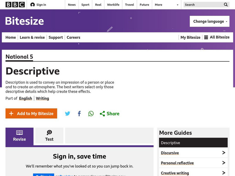 Bbc Bitesize Revision: Describing People Activity Bbc Bitesize Revision: Describing People Activity