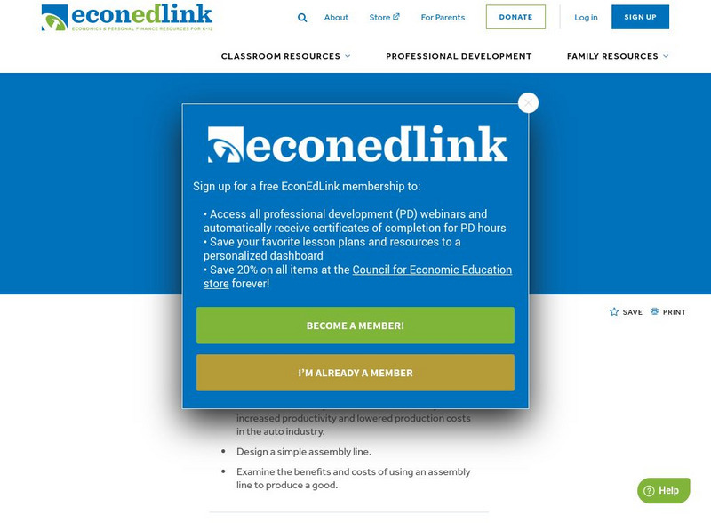 Econ Ed Link: Henry Ford and the Model T: A Case Study in Productivity (Part 1) Lesson Plan Econ Ed Link: Henry Ford and the Model T: A Case Study in Productivity (Part 1) Lesson Plan