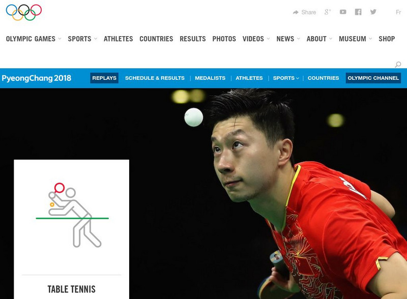International Olympic Committee: Table Tennis Website