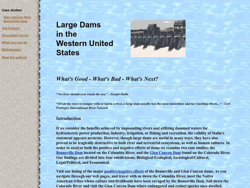 Hypertext Academic Projects: Large Dams in the Western United States Unknown Type