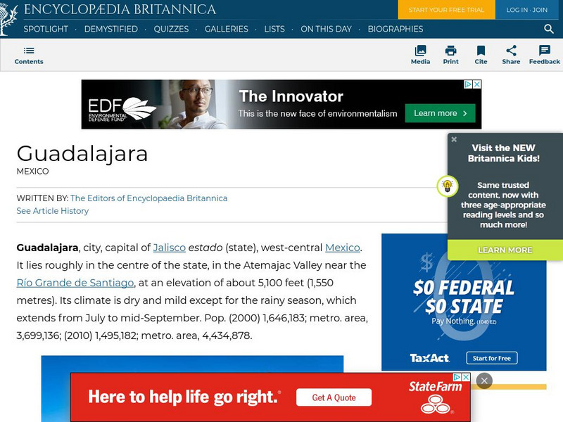 Encyclopedia Britannica: Guadalajara Handout Encyclopedia Britannica: Guadalajara Handout