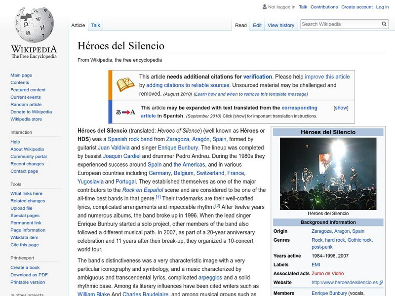 Wikipedia: Heroes Del Silencio Handout
