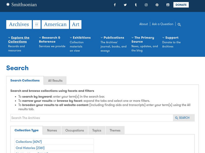 Archives of American Arts: Oral History Interviews, Farm Security Administration Website