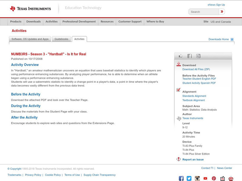 Texas Instruments: Numb3 Rs: Is It for Real? Activity Texas Instruments: Numb3 Rs: Is It for Real? Activity